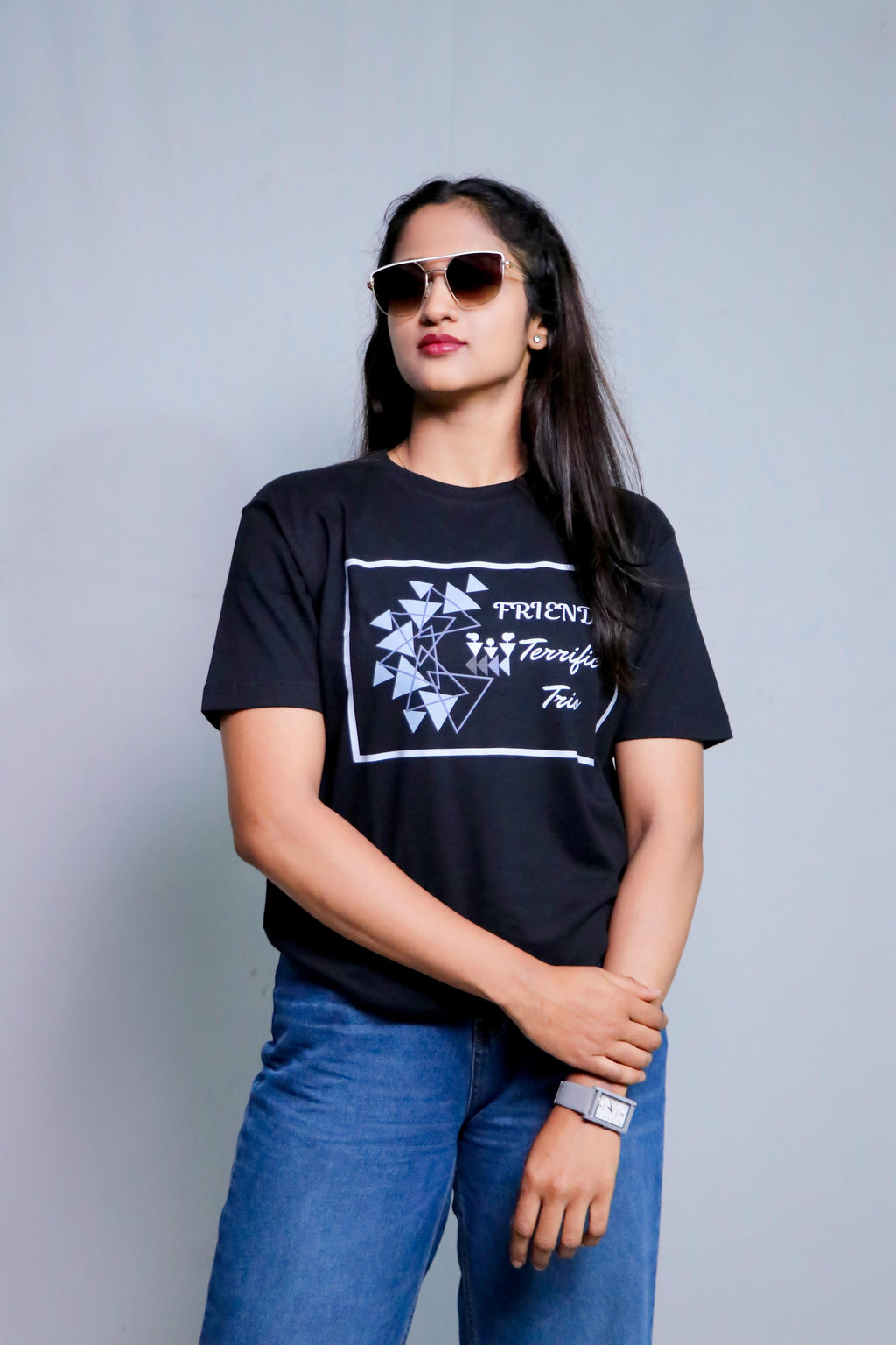 Inwestyle Cotton Black Printed Women’s Oversized T-shirt