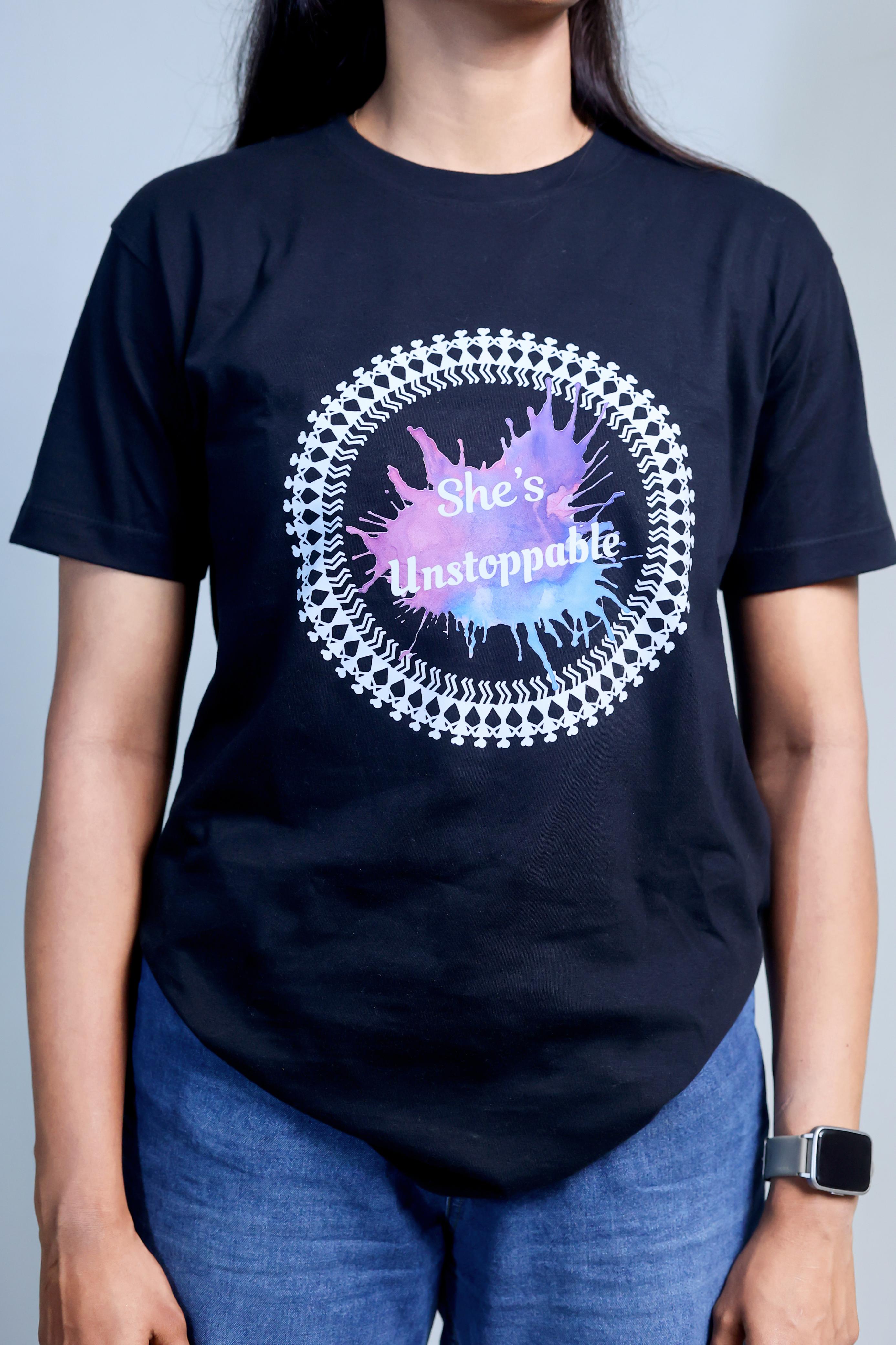 Inwestyle Cotton Black Printed Women’s Oversized T-shirt