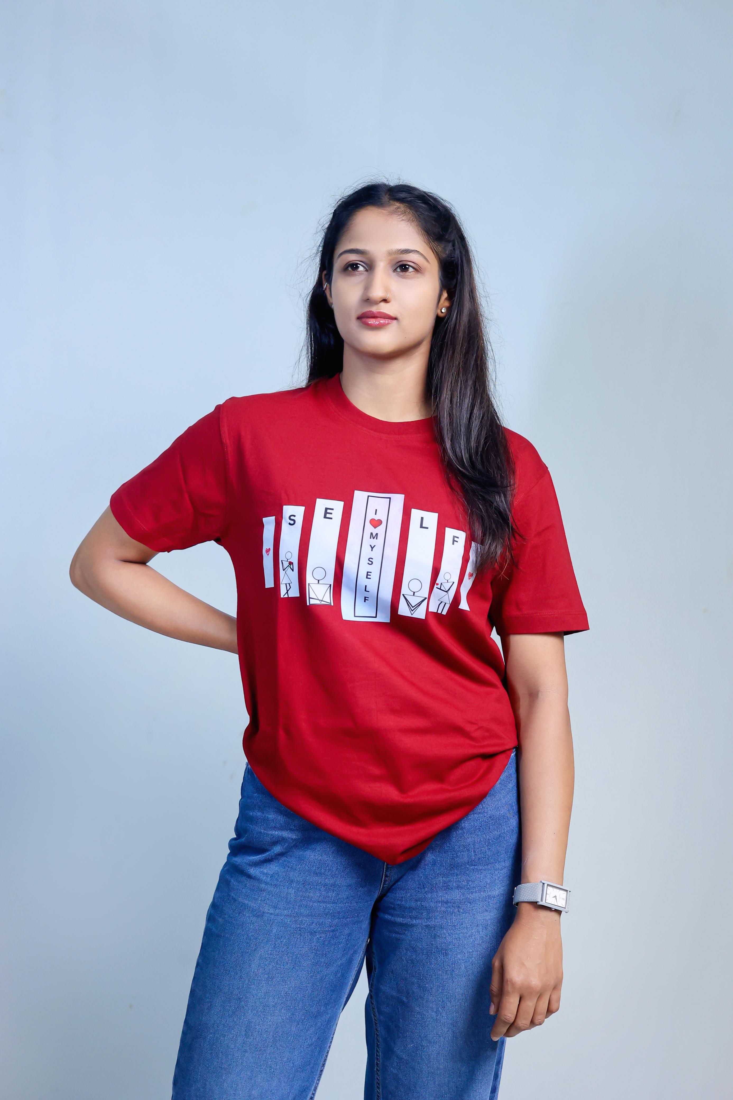 Inwestyle Cotton Maroon Printed Women’s Oversized T-shirt