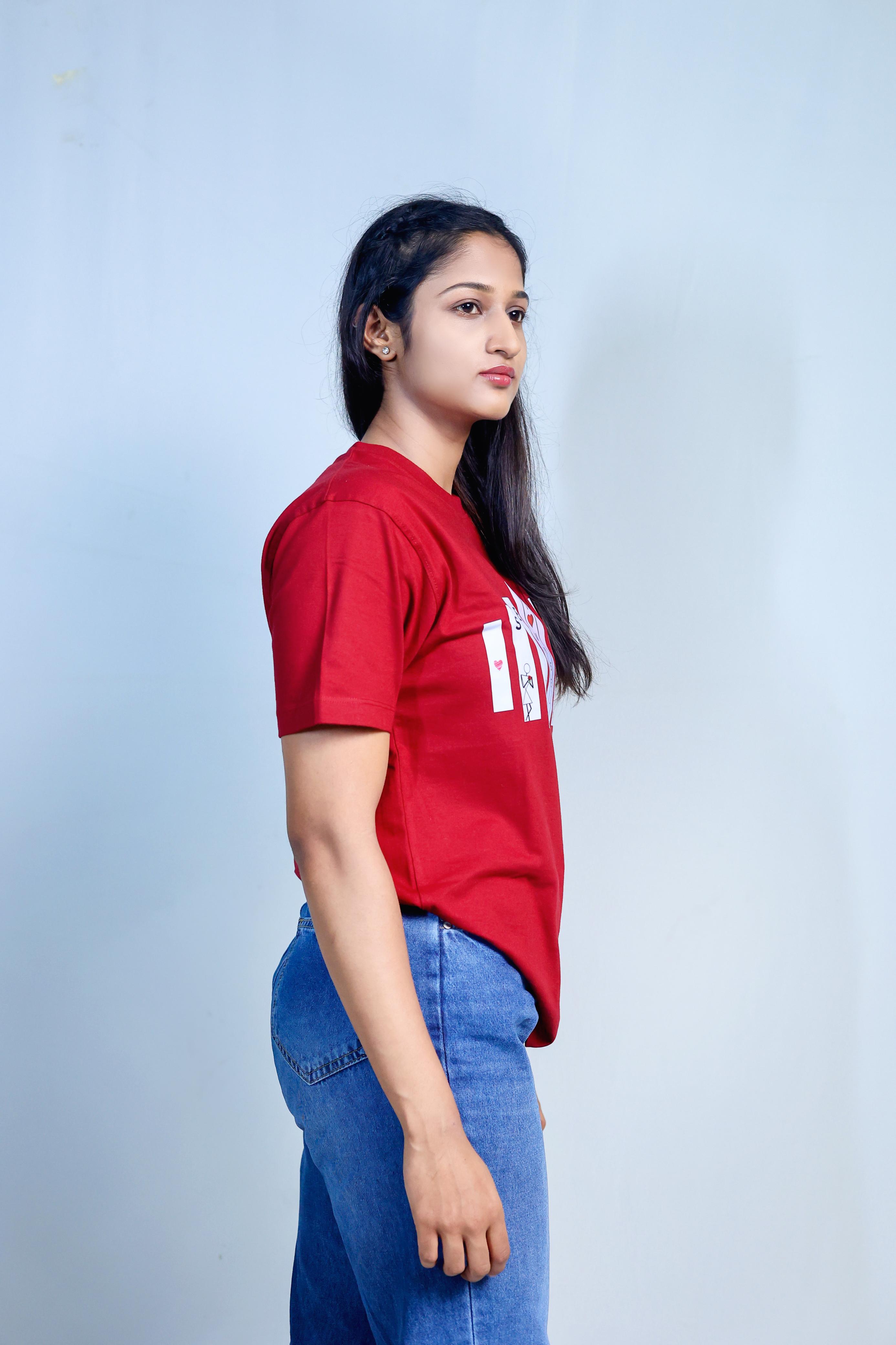 Inwestyle Cotton Maroon Printed Women’s Oversized T-shirt