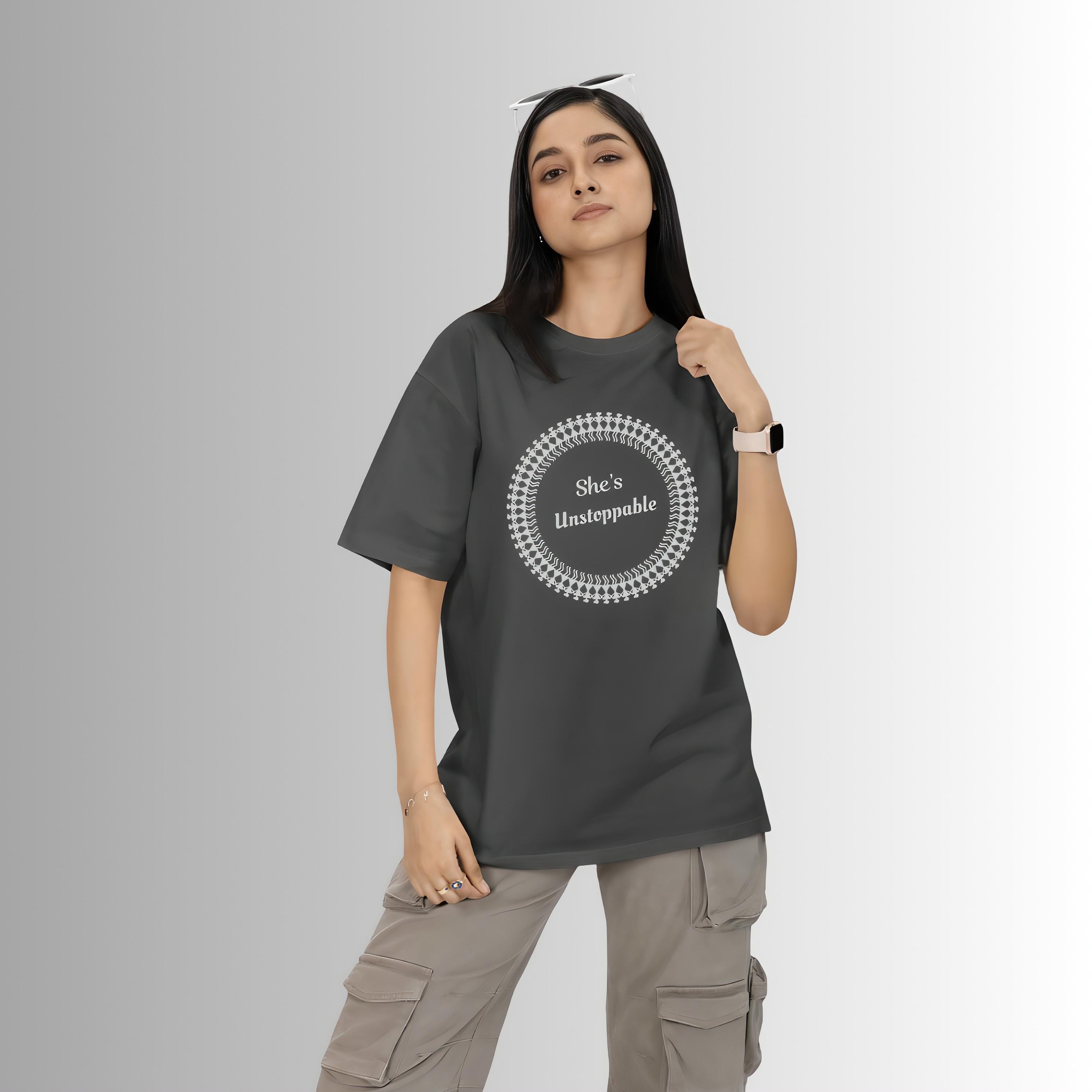 Inwestyle Cotton Red Printed Women’s Oversized T-shirt