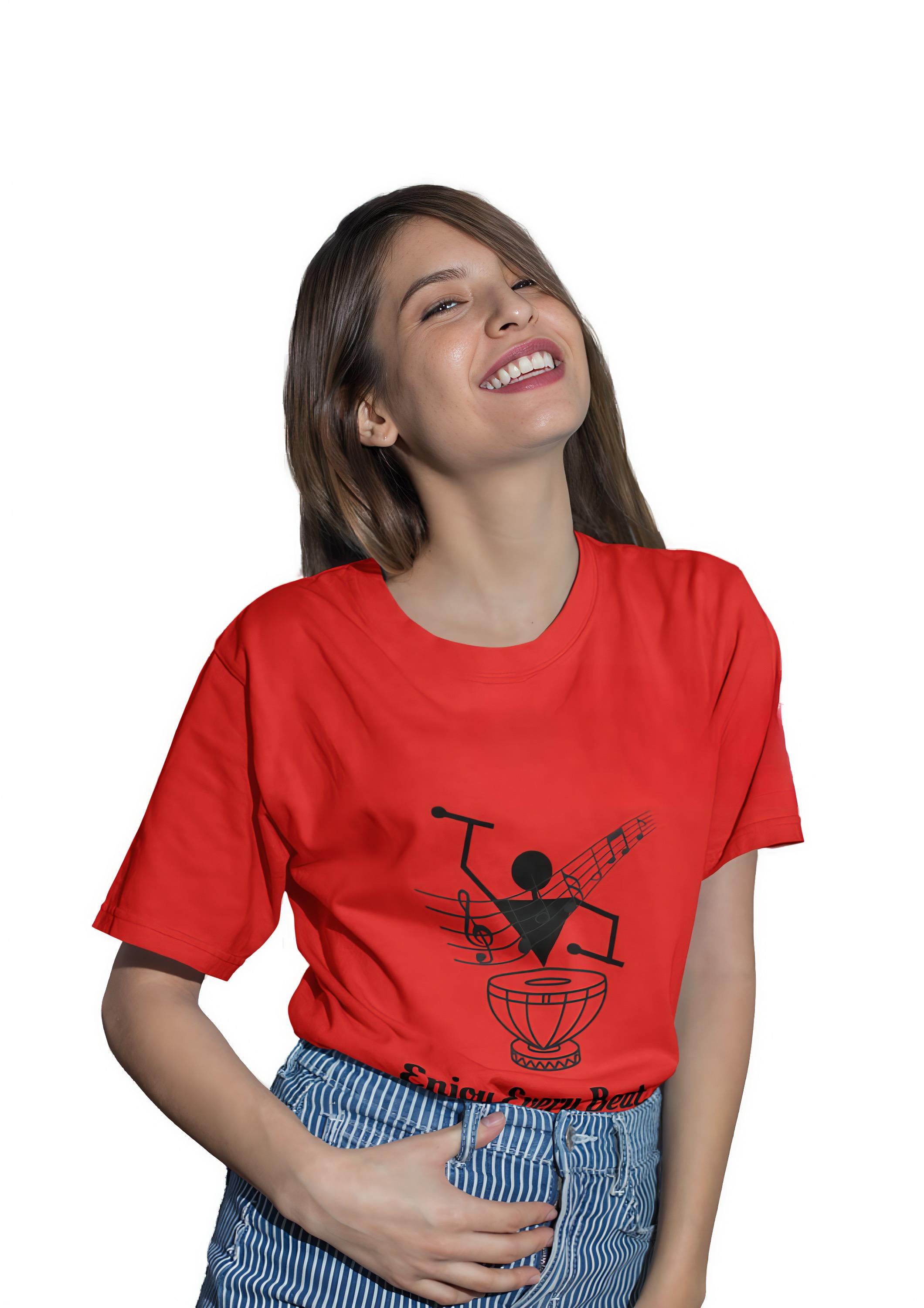 Inwestyle Cotton Red Printed Women’s Oversized T-shirt