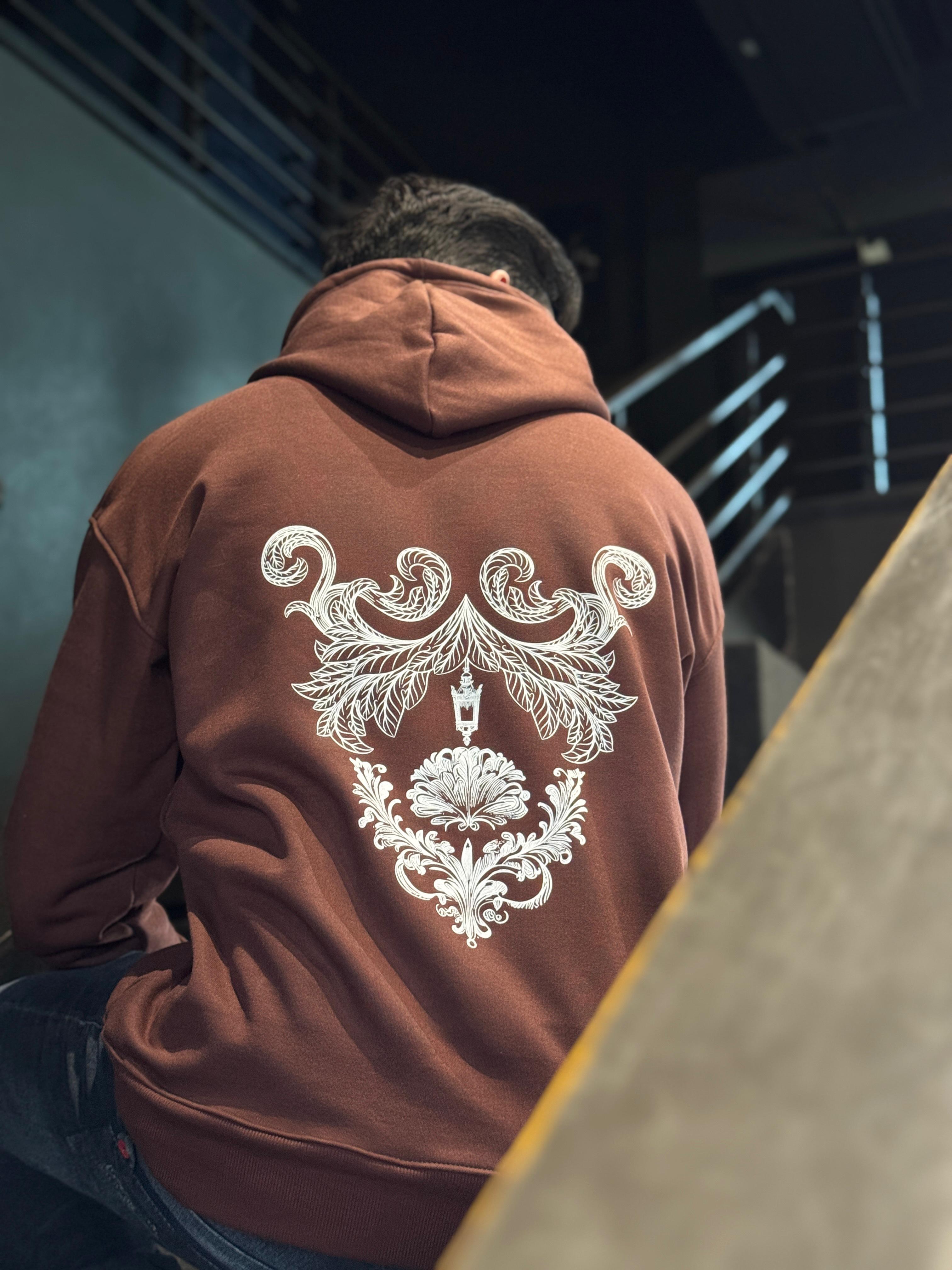 Men’s Inwestyle Brown Printed Oversized Hoodie
