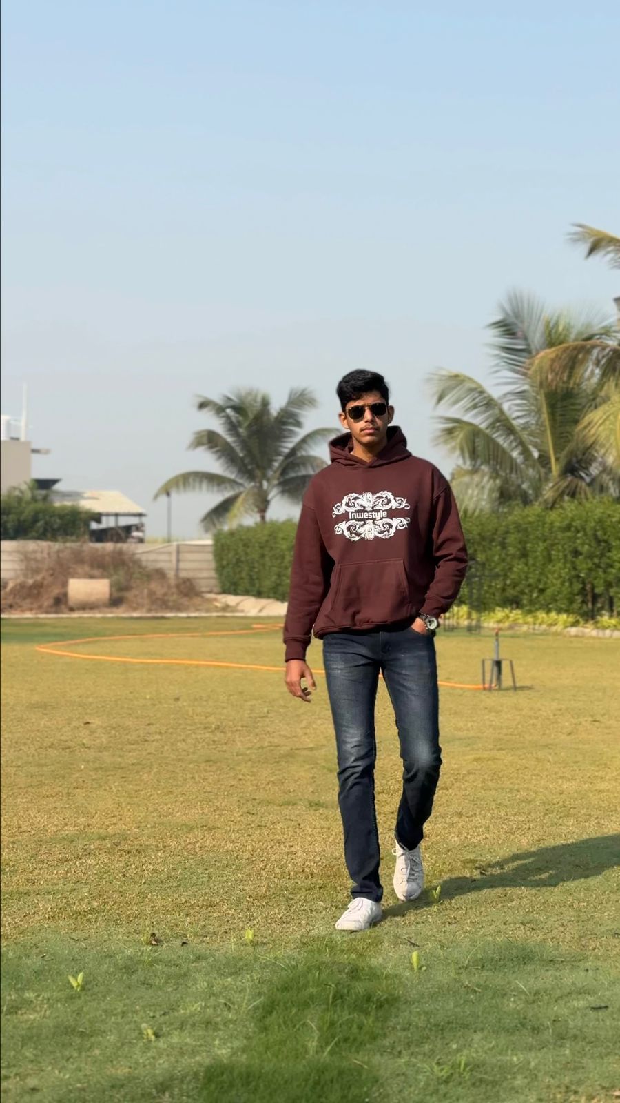 Men’s Inwestyle Brown Printed Oversized Hoodie