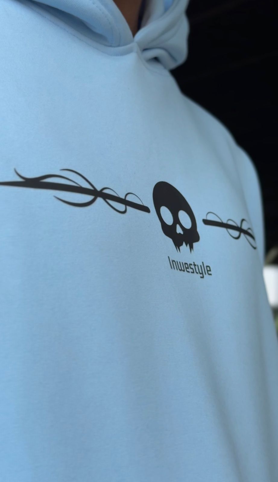 Men’s Inwestyle Sky Blue Printed Oversized Hoodie