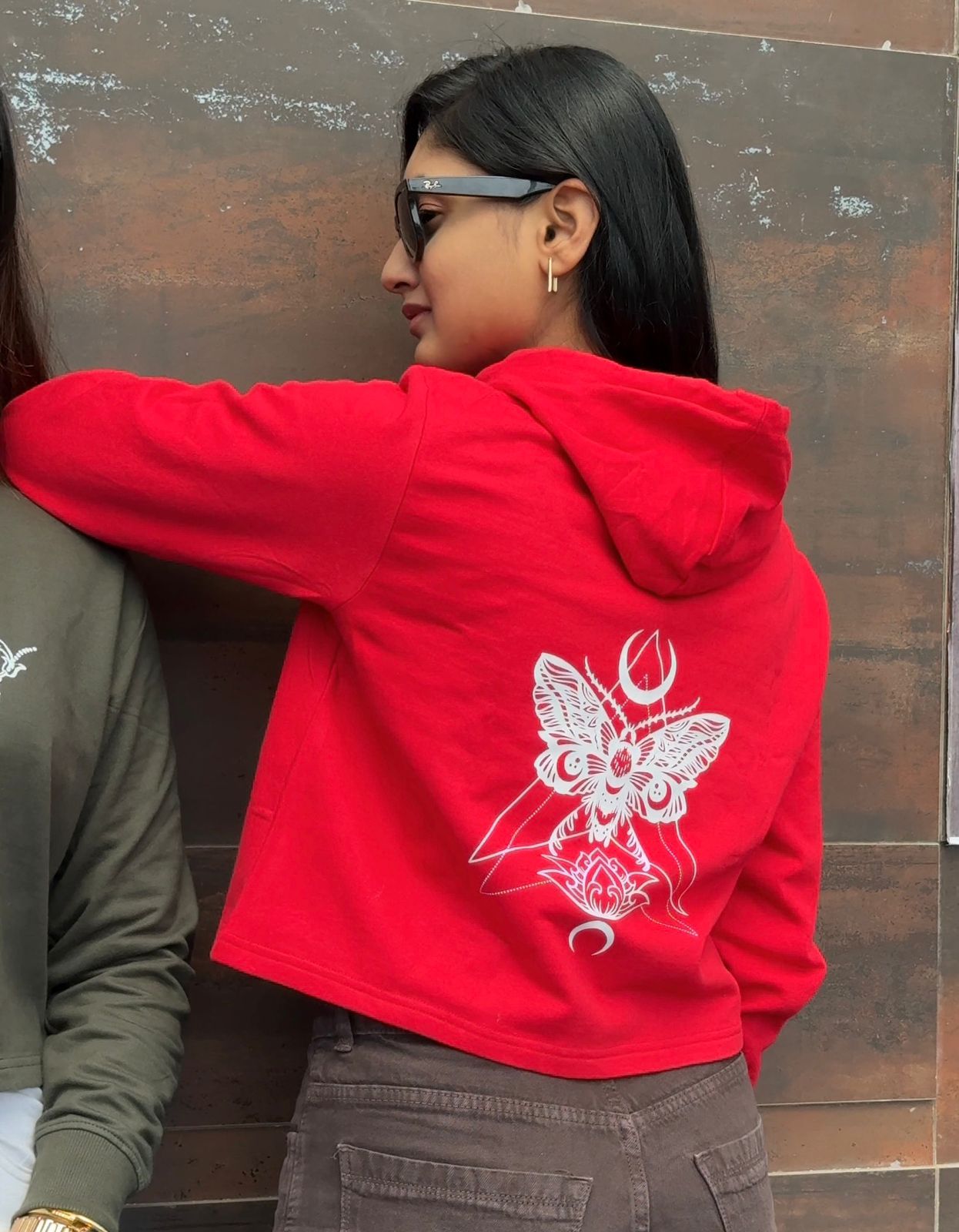 Women’s Inwestyle Red Printed Crop Hoodie