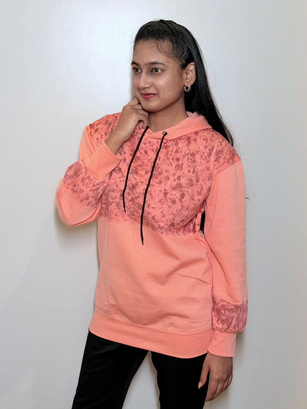 Women’s Inwestyle Peach Painted Hoodie (Regular Fit)