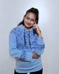 Women’s Inwestyle Sky Blue Painted Hoodie (Regular Fit)