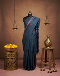 Inwestyle Pure Cotton Navy Blue Handloom Saree