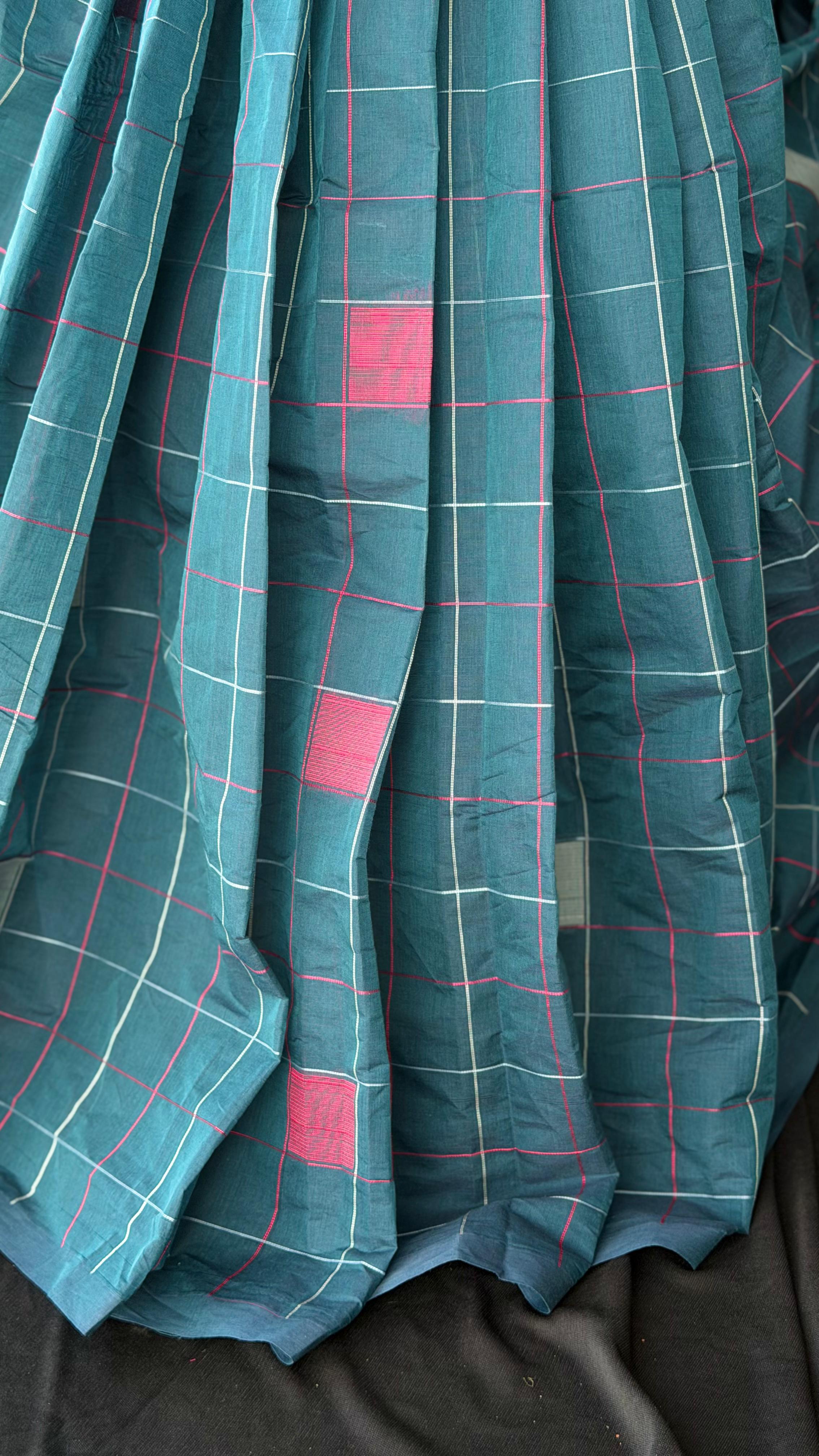 Inwestyle Pure Cotton Navy Blue Handloom Saree