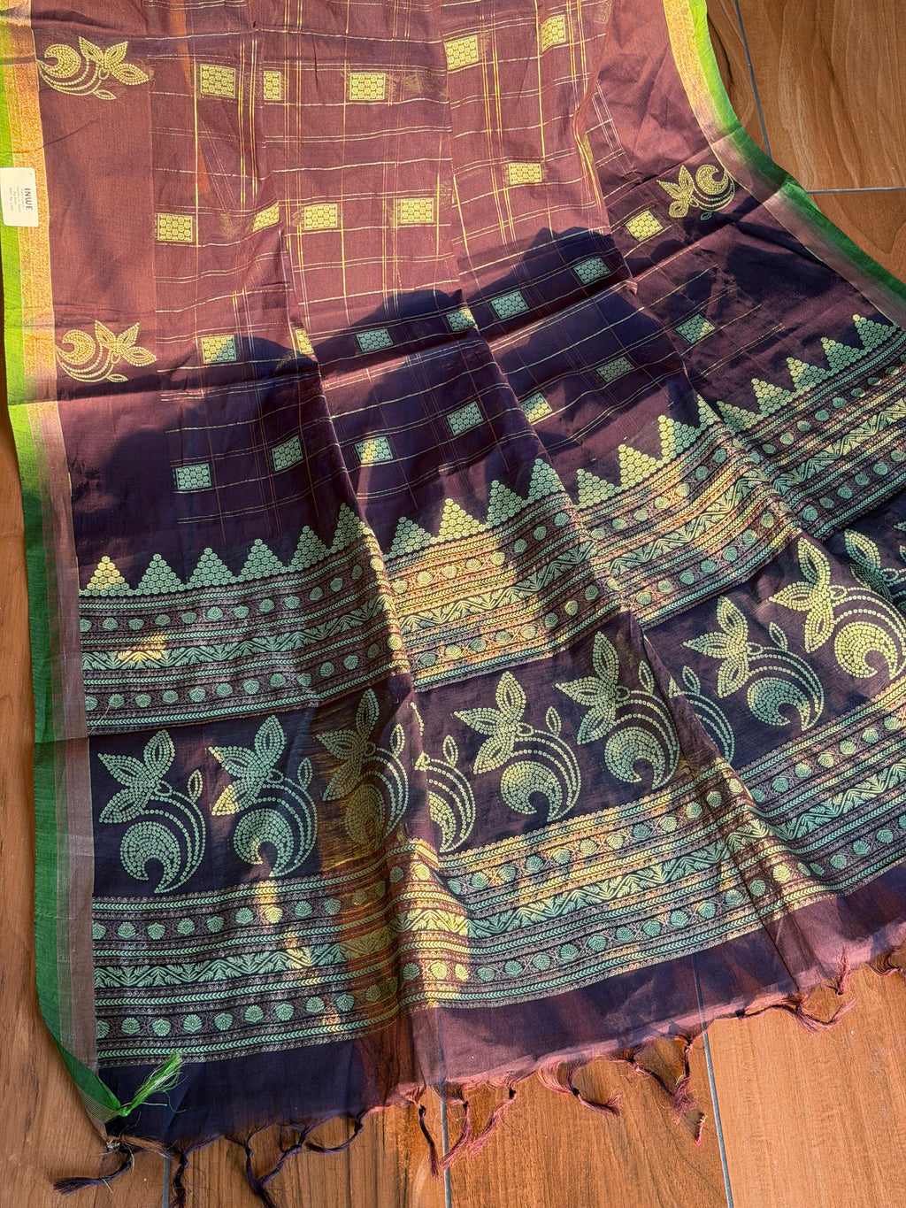 Inwestyle Pure Cotton Black Handloom Saree