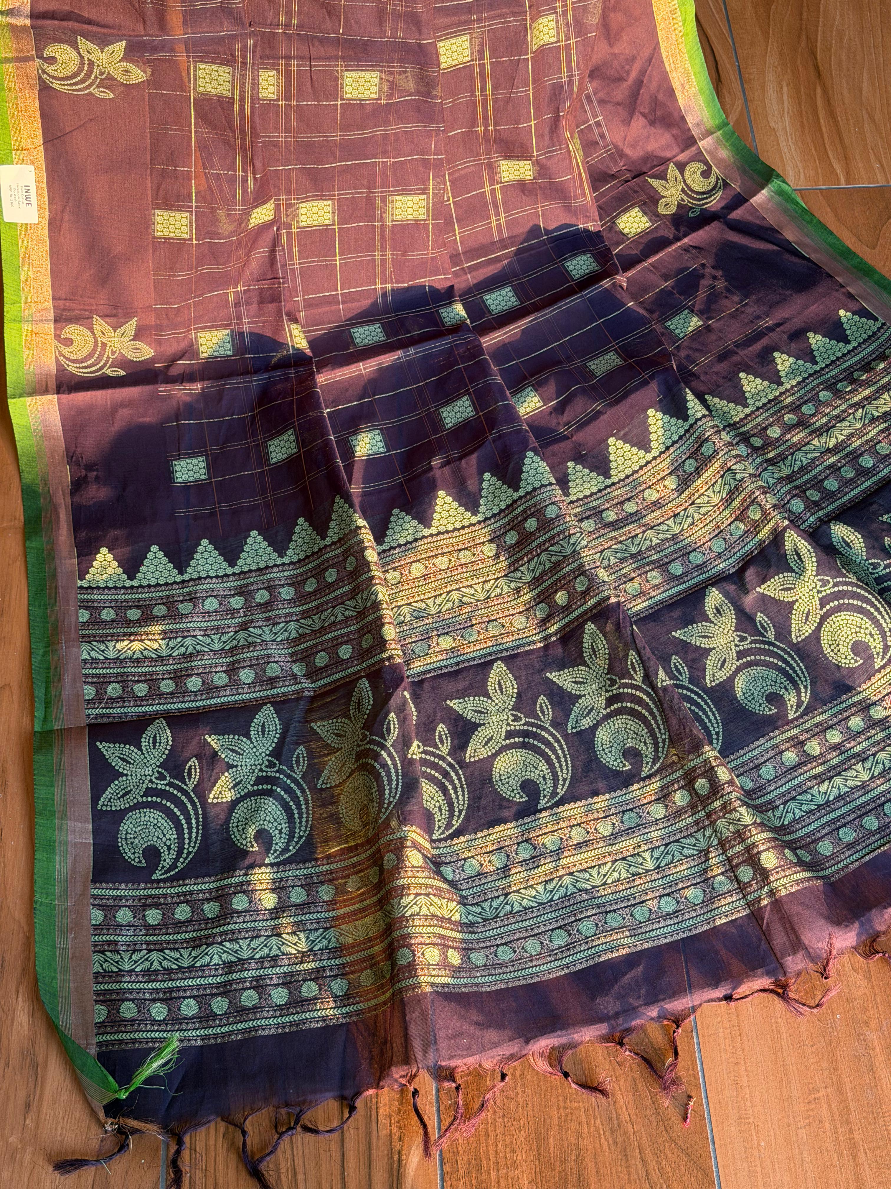 Inwestyle Pure Cotton Black Handloom Saree